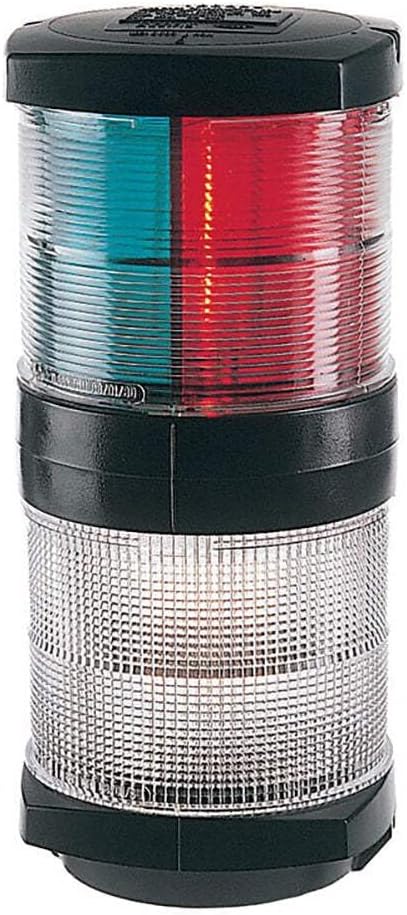 Marine Tri-Color Navigation Light/Anchor Navigation Lamp- Incandescent - 2nm - Black Housing - 12V