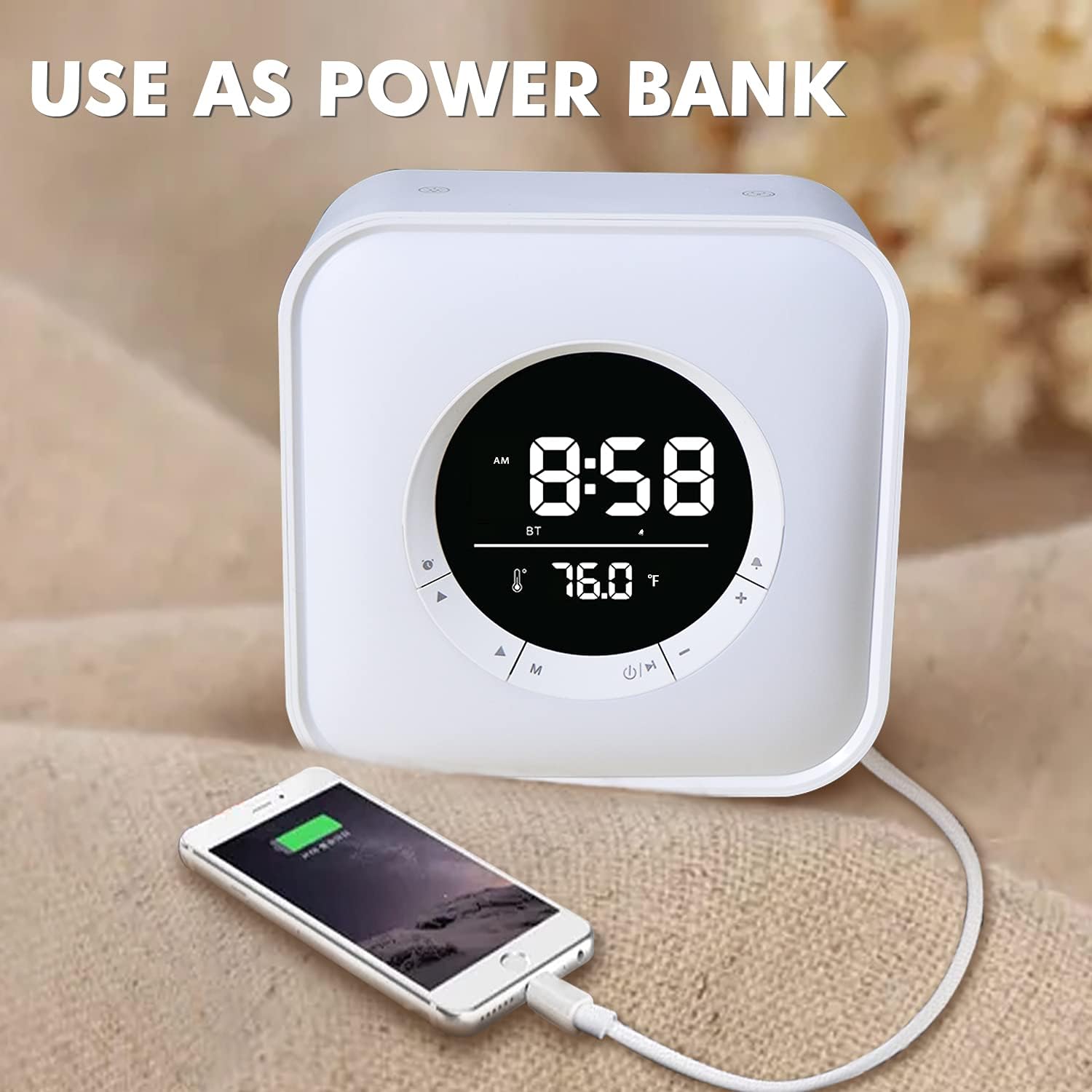 All in One Alarm Clock Bluetooth Speaker,Touch Control Night Light Bedside Lamp with MP3 Player, Support TF and SD Card,Gift for Girls Boys Teens Adult