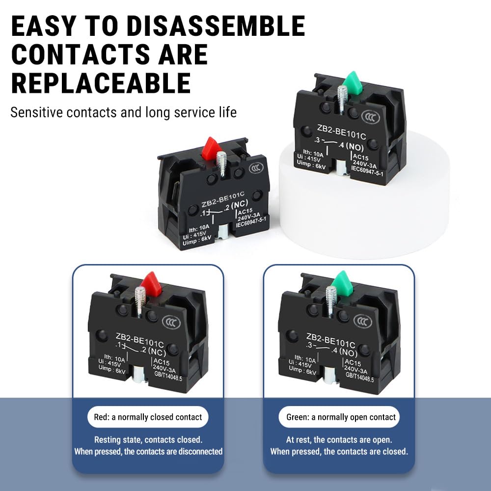 10 Pièces 1 NO Interrupteur 2 Positions Sélecteur à Verrouillage | 600V 10A Commutateur Rotatif pour Contrôle de Machine
