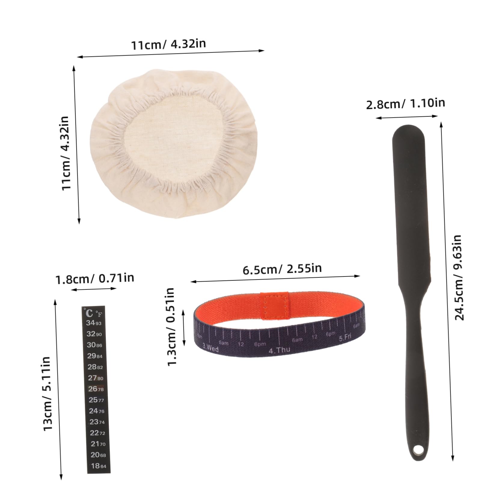 Mikinona Complete Sourdough Jars Thermometer Date Band Cloth Cover Accessories for Jar