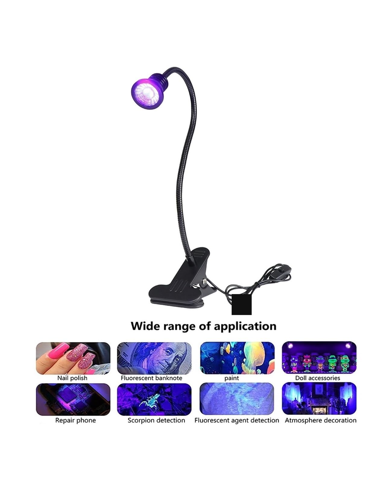 UV-Härtungslampe, 10W Led Uv Lichter Lampe Uv Schreibtisch Lampe Mini Uv Gel Aushärtung Licht Nagel Trockner for Uv Led Diy nail art Bargeld Medizinische Detektor(365nm)