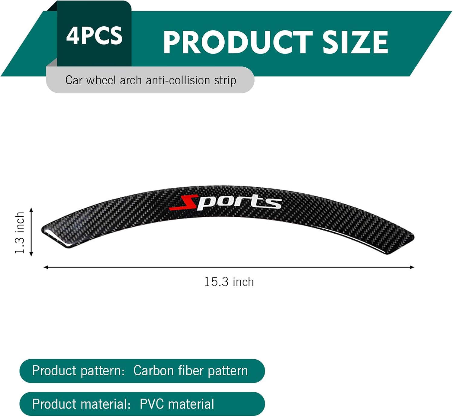 4 PCS Car Wheel Arch Protector, Wheel Tire Eyebrow Strips, Scratch-resistant Auto Fender Flare Lip Trim, Universal for Auto Body Edge (Black, #Sport)