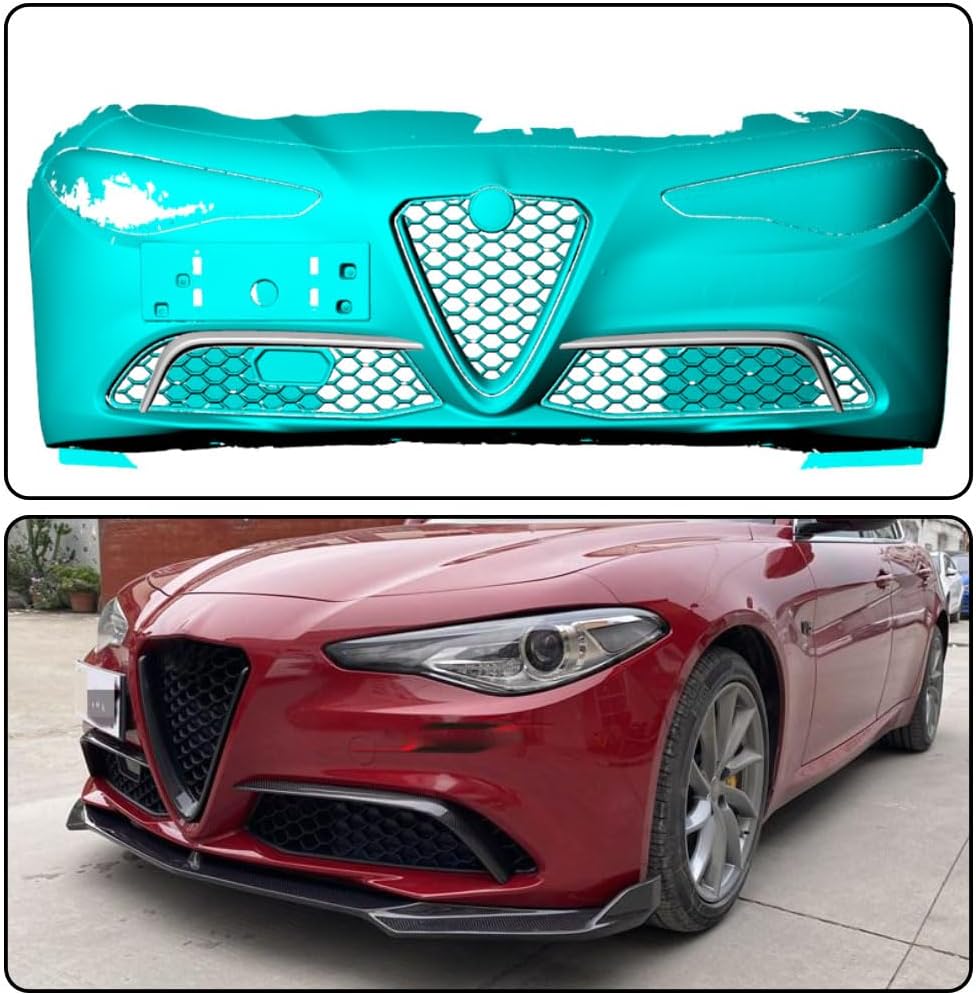 Gloss Black Front Canards for Alfa Romeo Giulia Base Sedan 2015-2021 Fiberglass Fog Light Cover Splitter Canard Front Bumper Front Headlight Covers Eyelids Eyebrows