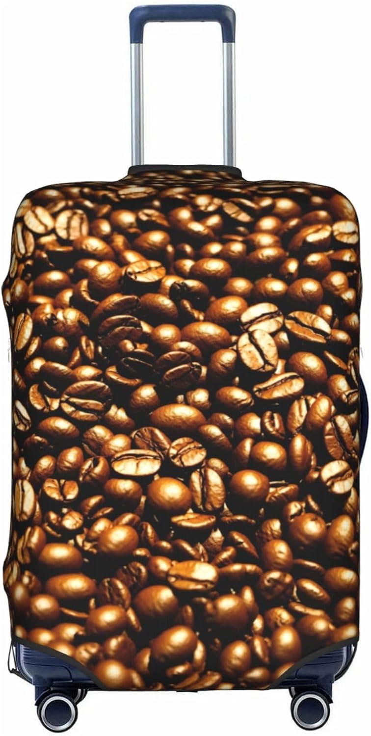 Funny Roasted Coffee Beans Print Personalized Travel Luggage Cover With Zipper, Elastic Luggage Cover,For Daily Use
