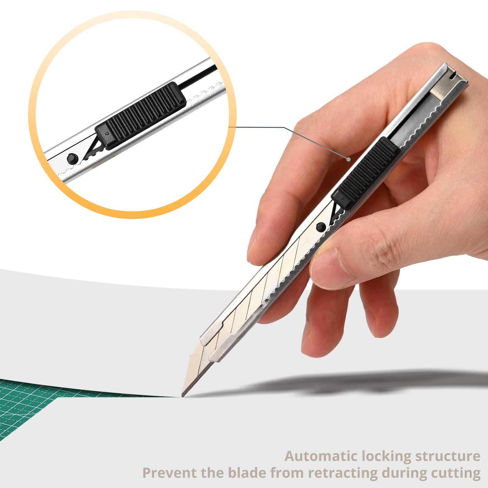 Ehdis 5 pezza Taglierina Professionale di Utilità con 50 Lame di Ricambio, Snap-Off Lame 9 mm 30°, Cutter per Arti Grafiche, Vinile Auto, DIY