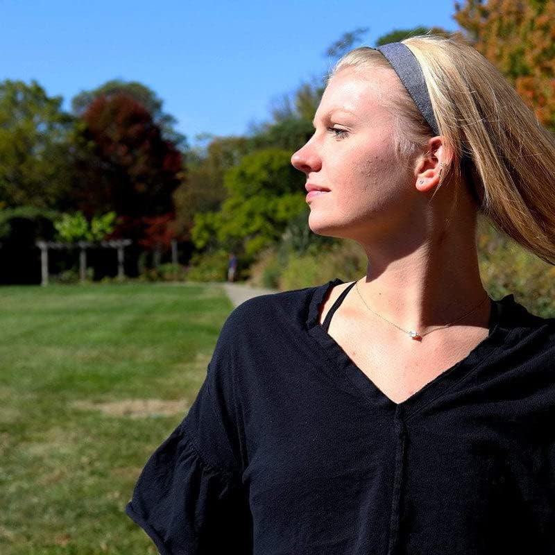 Sweaty Bands Womens Girls Headband - Non-Slip Velvet-Lined Fitness Hairband - Oxford Grey Black 1-Inch - Image 2