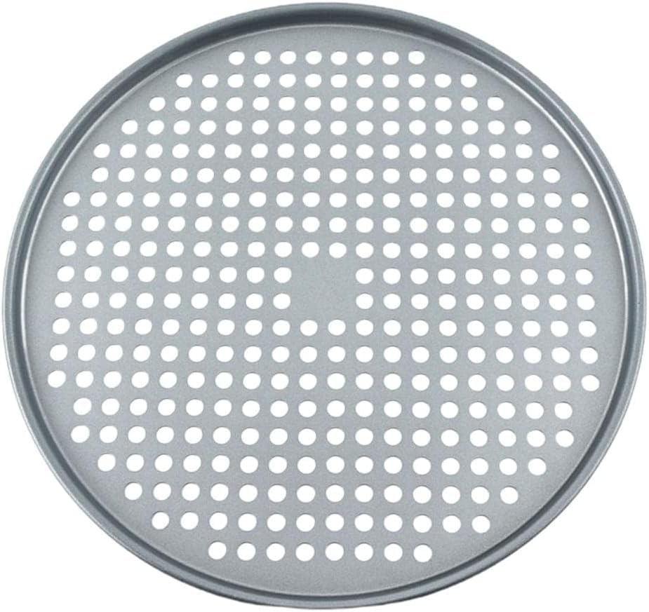 TNBCCXN Piedra para pizza Plato for pizza redondo de 37 cm, bandeja antiadherente for hornear pizza de acero inoxidable(Light Grey)