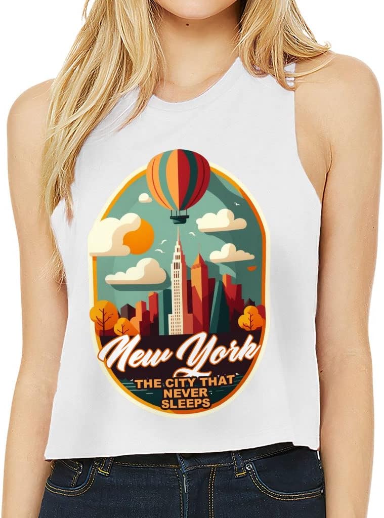 City That Never Sleeps Racerback Cropped Tank - New York Women's Tank - Graphic Tank Top