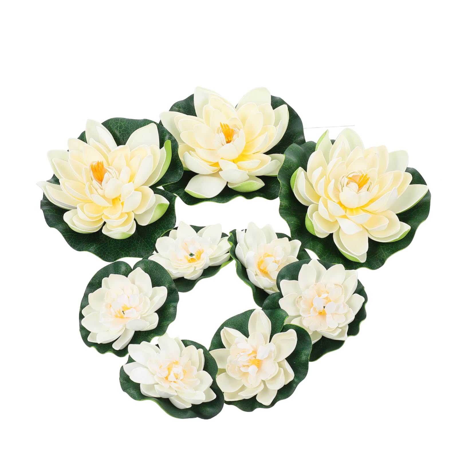 4 Fiori Di Loto Artificiali Galleggianti In Plastica Per Laghetto E Acquario, Colori Bianco, Arancione, Rosso E Rosa, 17 Cm, Decorazione Da Esterno - Foto 4