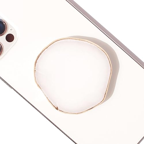 DALSTONE Auténtica piedra preciosa natural multifuncional plegable soporte de agarre para teléfono móvil jade blanco redondo