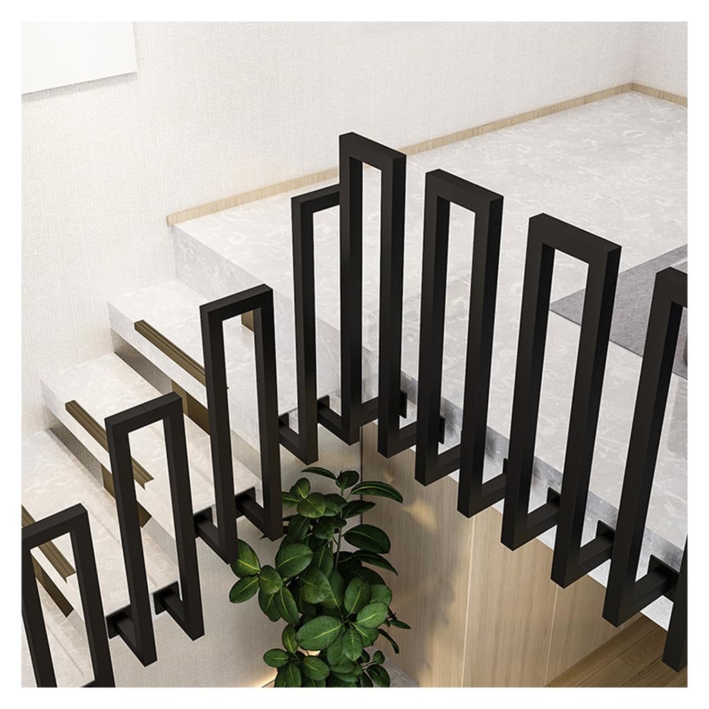 YCZHD Side Mounted Handrails,Sturdy Non-Slip U-Shaped Guardrail,Industrial Retro Iron Handrail,Indoor and Outdoor Steps Safety Support Bar(Size:95cm/37.4in,Color:Black)