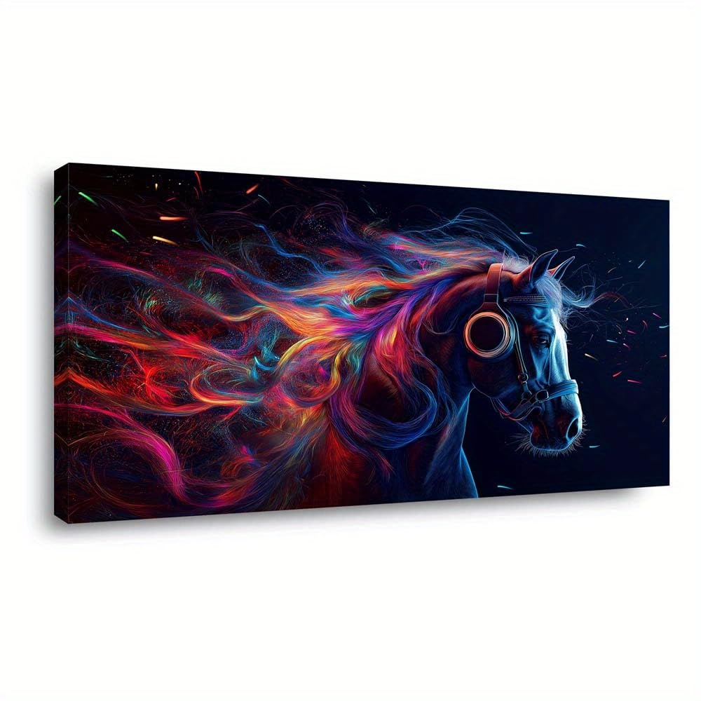 CWZBFEH Modern Abstract Wall Art Colorful Horse Painting, for Bathroom, Living Room(60x120cm/No frame)