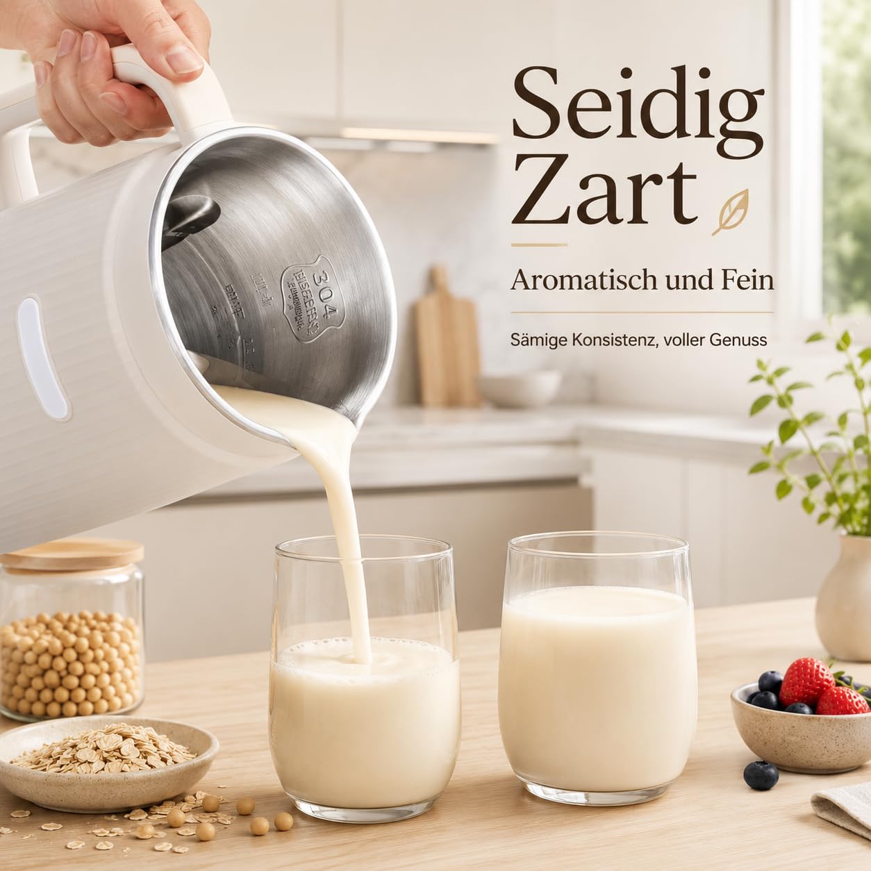 MylkBar Deine 8-in-1 Pflanzenmilch-Maschine Mit Selbstreinigung, 1200 ml Milchbereiter Für Hafermilch, Sojamilch, Nussmilch, Smoothies, Säfte Und Porridge (Grün)