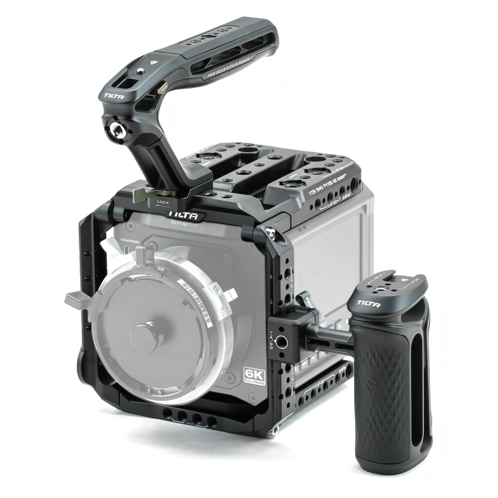 Tilta Jaula Pyxis 6K, Kit Básico de Jaula para Cámara Compatible con Pyxis 6K/12K con Asa Superior NATO, Asa Lateral - Negro ES-T21-A