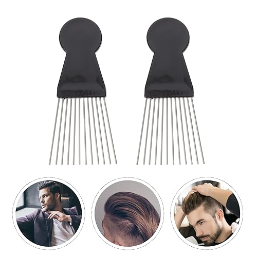 Miniatura 2 de KALLORY Peine desenredante 2 unids para herramientas de trenza Metal Afro Negro Mujeres Hombres Lift Styling peluca salón y peines desenredar peine