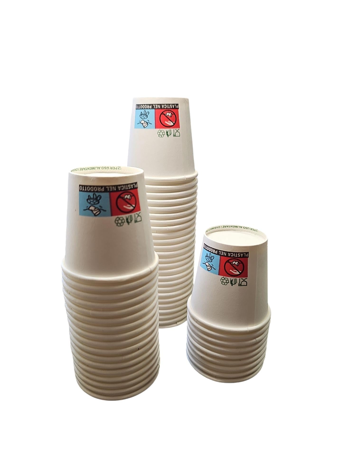 Bicchieri in Carta 75 ml in cartoncino biodegradabile per Bevande Calde e Fredde, Caffé, orzo, Te, Acqua Chicco Di Caffe' (100, bianco neutro)