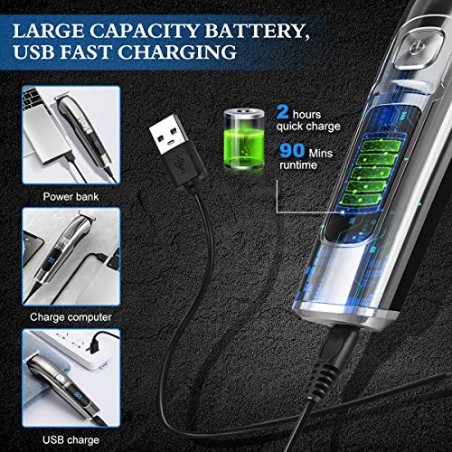 ETEREAUTY Beard Trimmer For Men, 【2021 Newest】14 in 1 Cordless Hair Clippers, Waterproof Electric Shaver For Men with Led Display, Usb Rechargeable, Low Noise