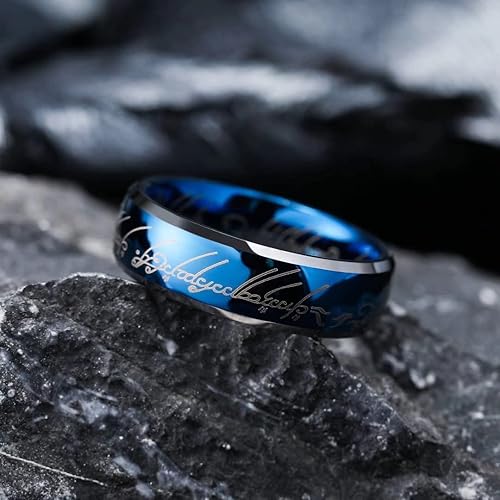 Miniatura 3 de King Will Anillo de carburo de tungsteno de 0.276 in para hombre, anillo de boda de magia azul para hombres y mujeres, ajuste cómodo, alto pulido