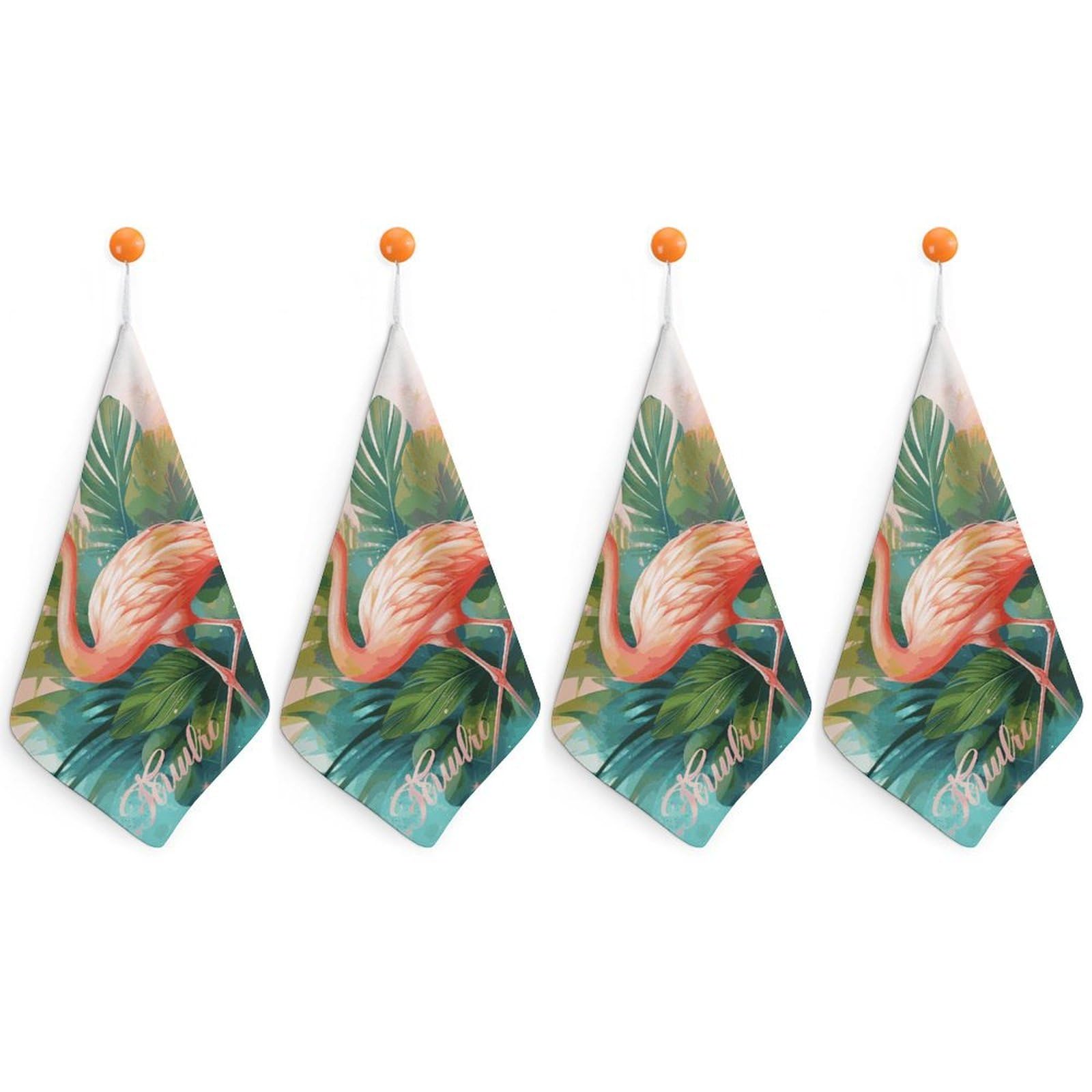 LDGSUPH Tropical Flamingo Hand Towels Fashion Hand Face Towel with Hanging Strap Absorbent Soft Decorative Towel Fade Resistant Cozy Face Cloths for Kitchen Gym Bathroom Towels 4PCS