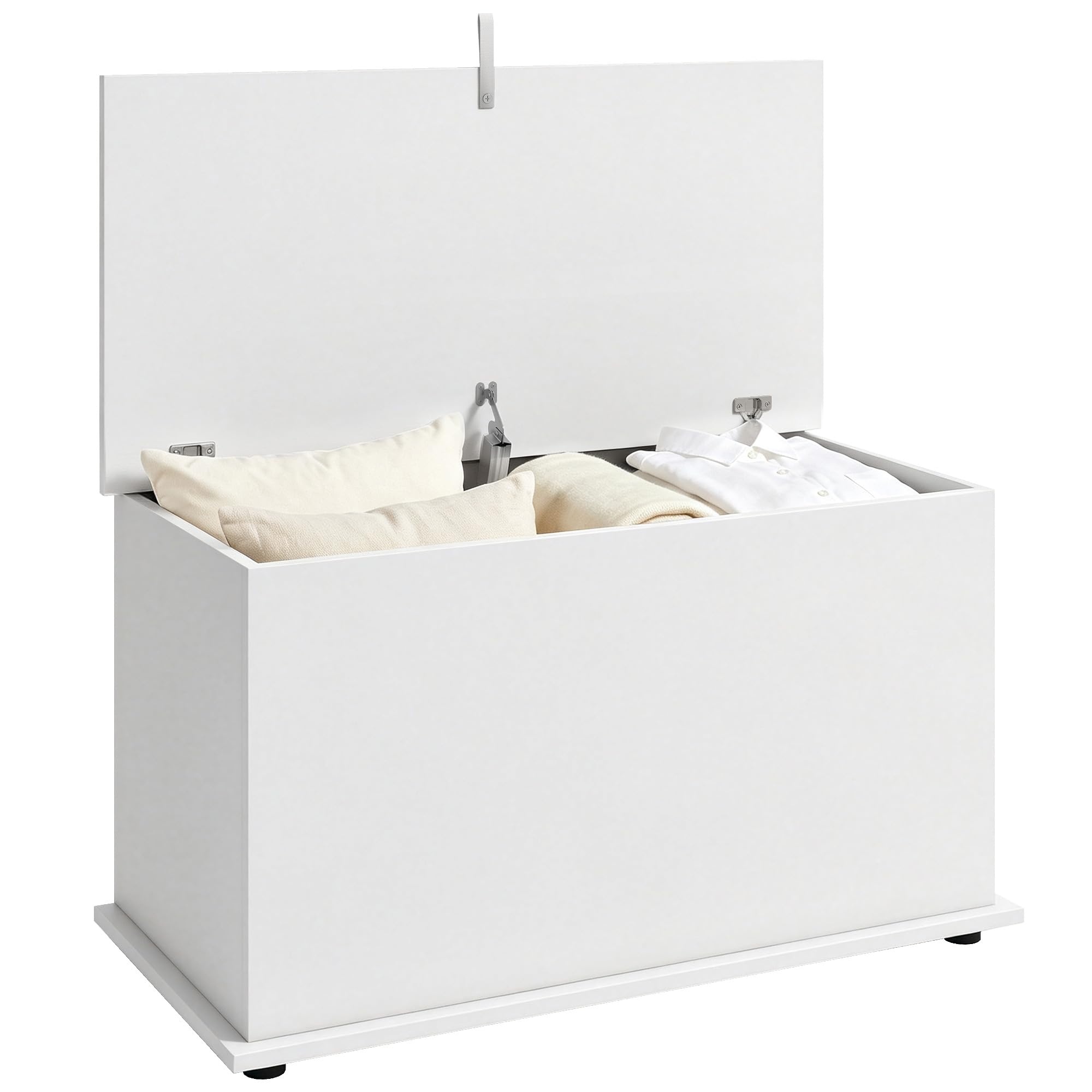 Homcom Unisex White Storage Chest With Safety Hinged Lid, 102L Storage Box,