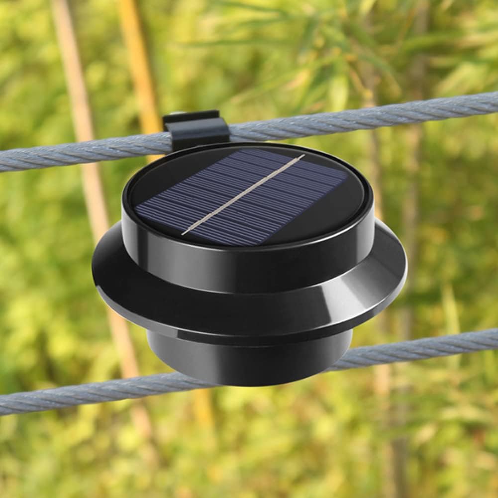 Aolyty Solar Gutter Lights, 13 LED Solar Powered Deck Light Dusk to Dawn Outdoor Lighting Decoration Waterproof for Patio Garden Yard Deck Stair 4 Pack (Black, Warm Light)