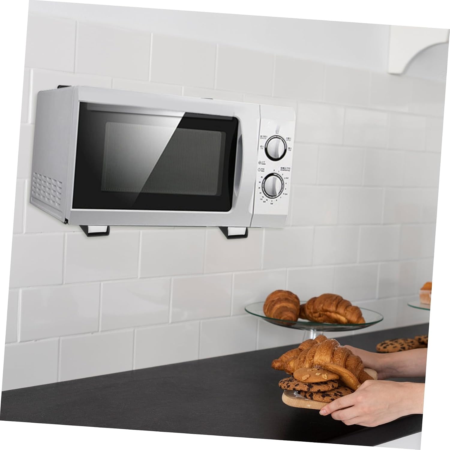 Adjustable Microwave Wall Mount Rack 1 Pair Stainless Steel