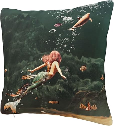 Miniatura 2 de YIPOCH Sirena de fantasía fundas de almohada de 24 x 24 pulgadas, fundas de cojín decorativas para sofá, fundas de almohada para cojines de sala,