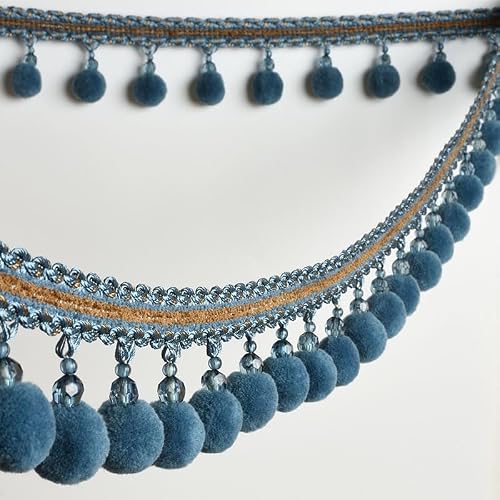 bnjlSDATwr fringe trim， Fringe Trim Tassel,Curtain Applique,1 Meter Pom Ball Beaded for Sofa Table Lampshade ation DIY(10)