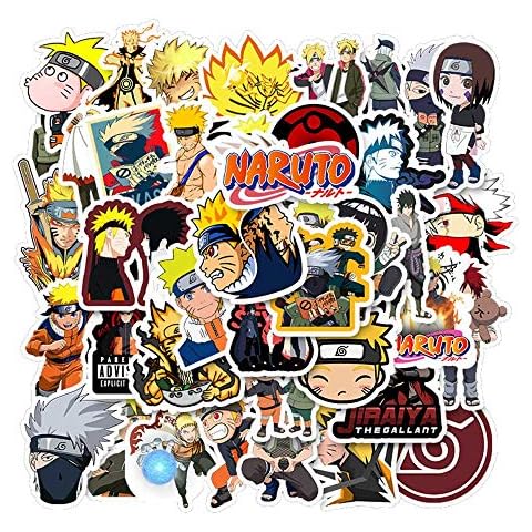 KOWASO 50Pcs Naruto Laptop Stickers Anime Waterproof Stickers for Skateboard, Luggage,Helmet,Guitar Cover