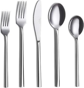 ANNOVA 20 Piece Silverware Set, Service for 4, Premium Forged Stainless Steel Tableware Kitchen Flatware Set Utensils, Includes Dinner Knives, Forks, Spoons, Salad Forks & Dessert Spoons