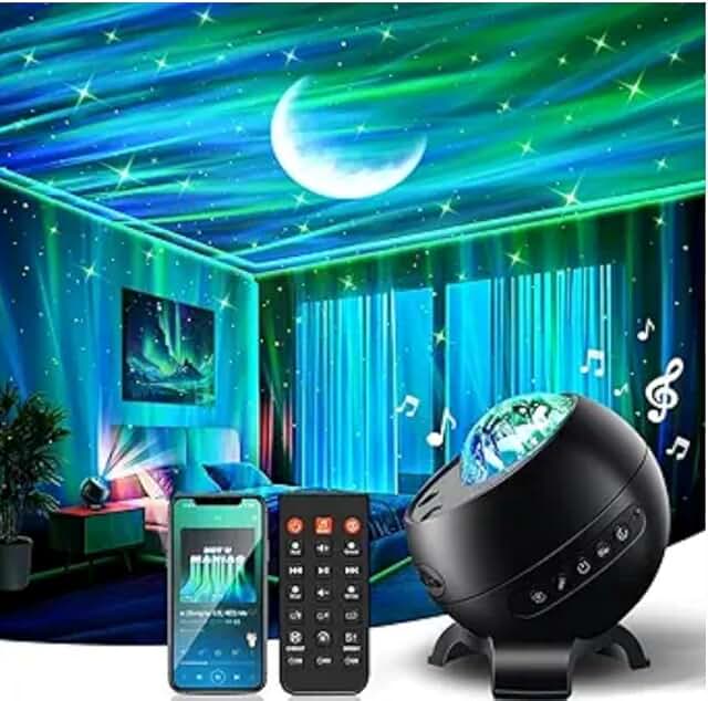 12 LED Lights Bedroom Ideas for a Modern Glowing Atmosphere 127 Star Projector Galaxy Light, 5 Moon+21 RGB Colors+15 White Noises Northe...