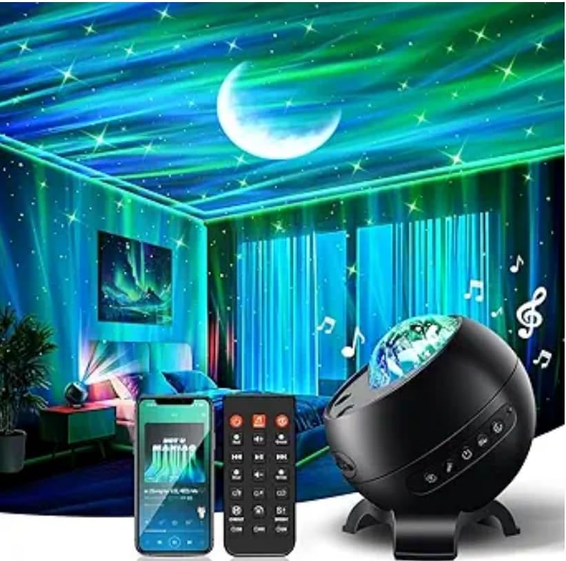 Star Projector Galaxy Light, 5 Moon+21 RGB Colors+15 White Noises Northern Lights Projector, Bluetooth Speaker Aurora Light Projector, Star Projector for Ceiling for Adults, Moon Projector+Starlight