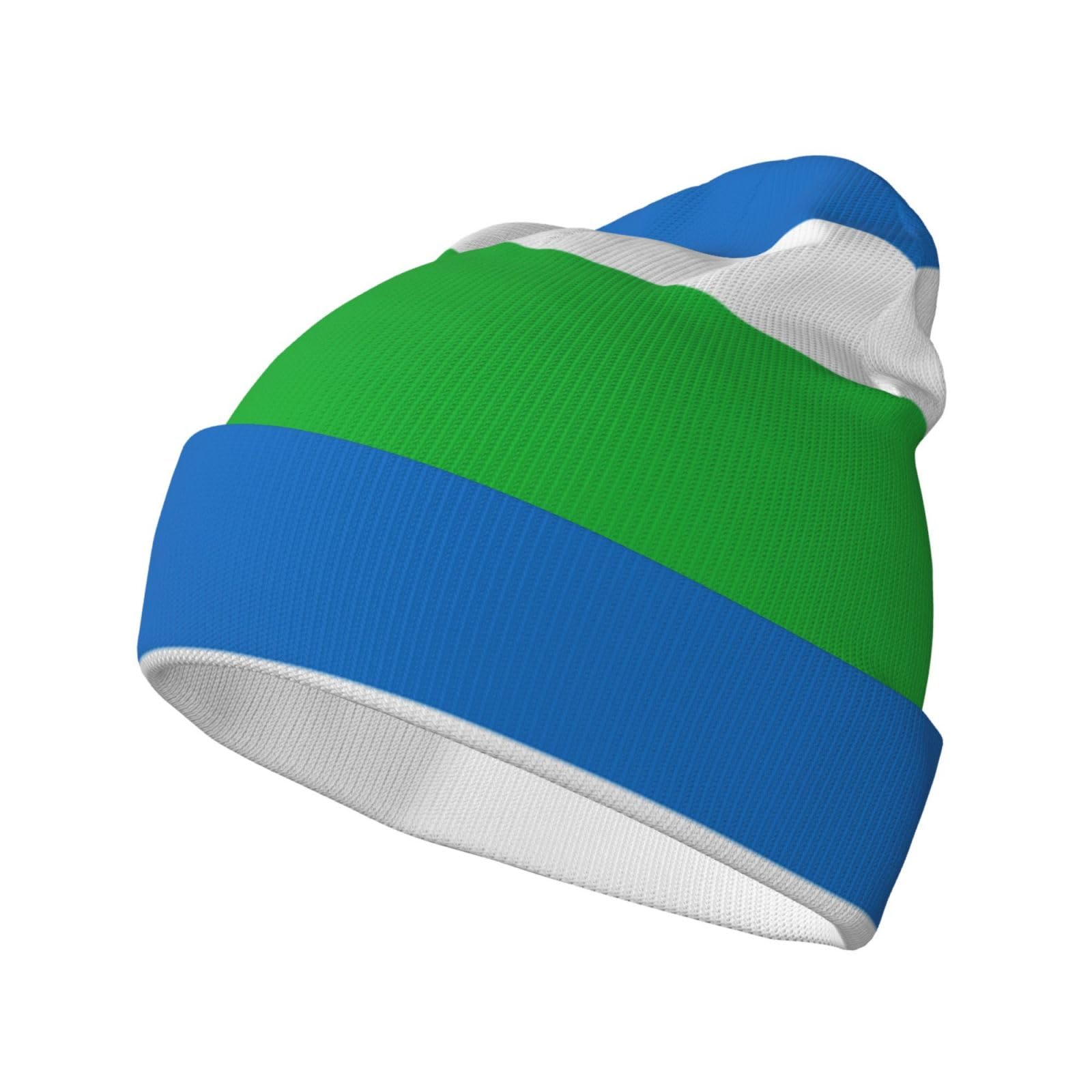 CHAbu Sierra Leone Flag Knitted Hat Classic Cuffed Beanie Cap Autumn Winter Warm Soft Casual Outdoor Camping Climbing Black