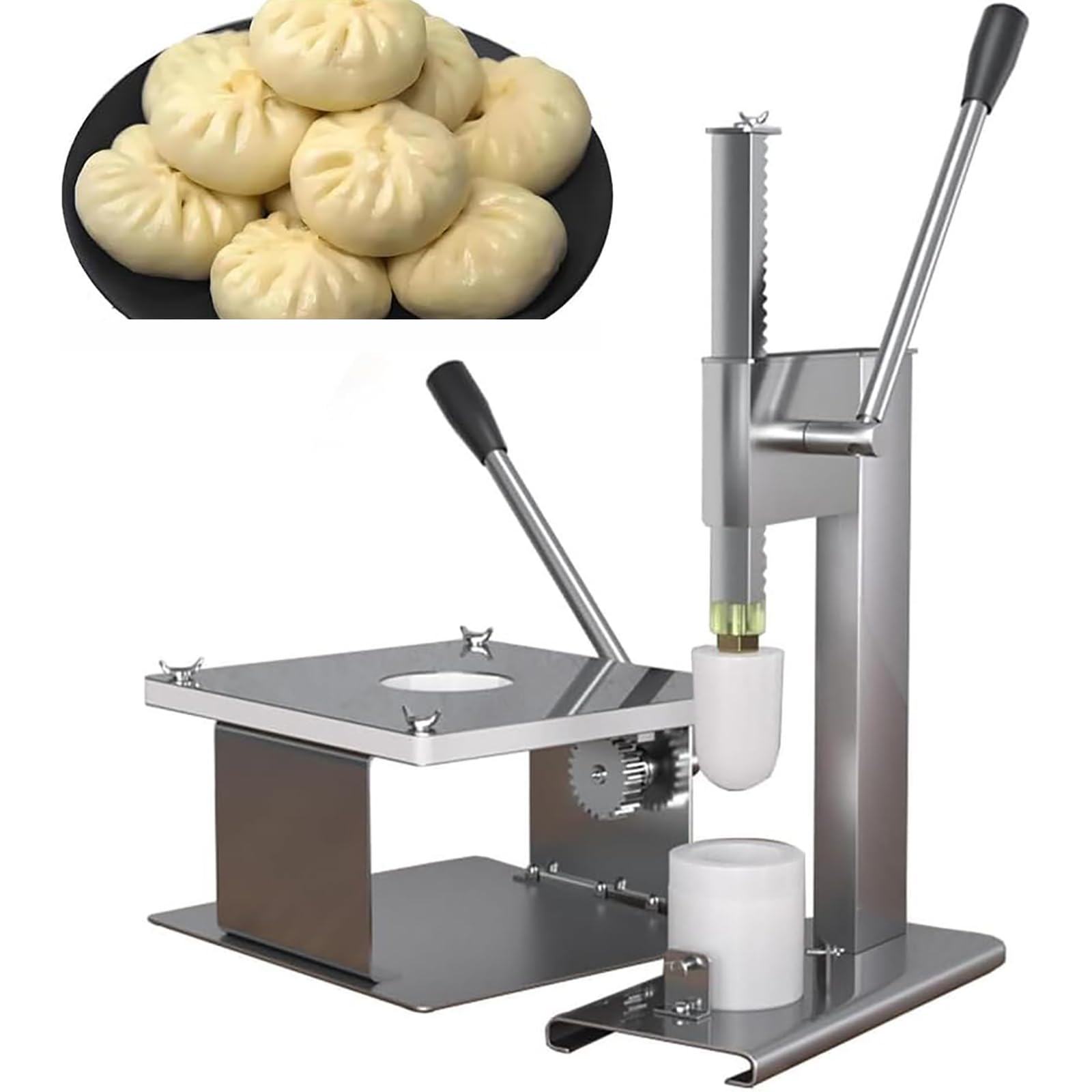 Ręczna maszyna Baozi Maker z zamknięciem prasy do ciasta i 3 formami, łatwa w użyciu chińska maszyna do pierogów do domowych bułek gotowanych na parze do gotowania pysznych baozi