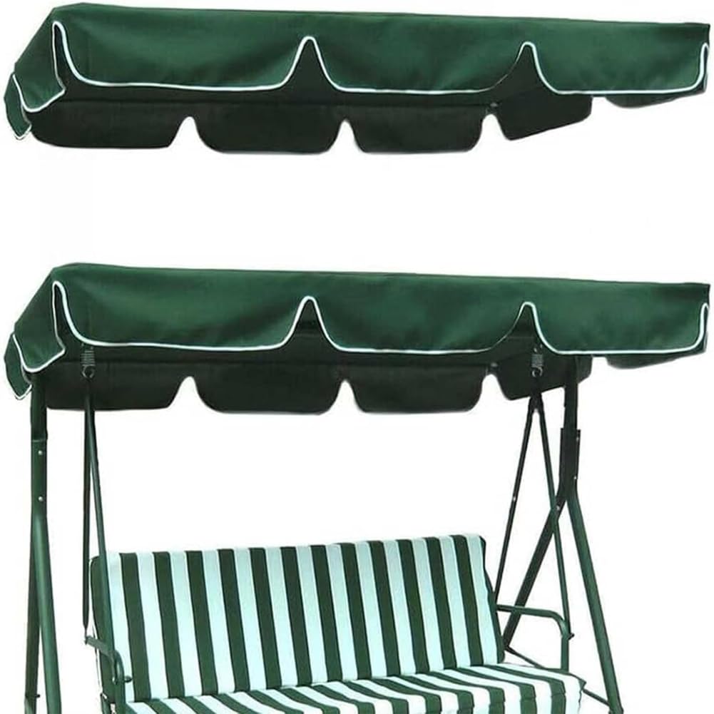Garden Swing Chair Waterproof Replacement Swing Canopy Top Replacement Canopy Top Cover For Garden Hammock Chair 2-3 Seater Outdoor Furniture Covers,Green,164x114x15cm