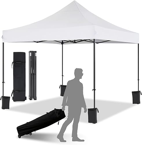 Tienda de campaña desplegable, 10 x 10 pies, exteriores, toldo comercial, instantánea, 4 pesos de arena y bolsa enrollable, para fiestas,