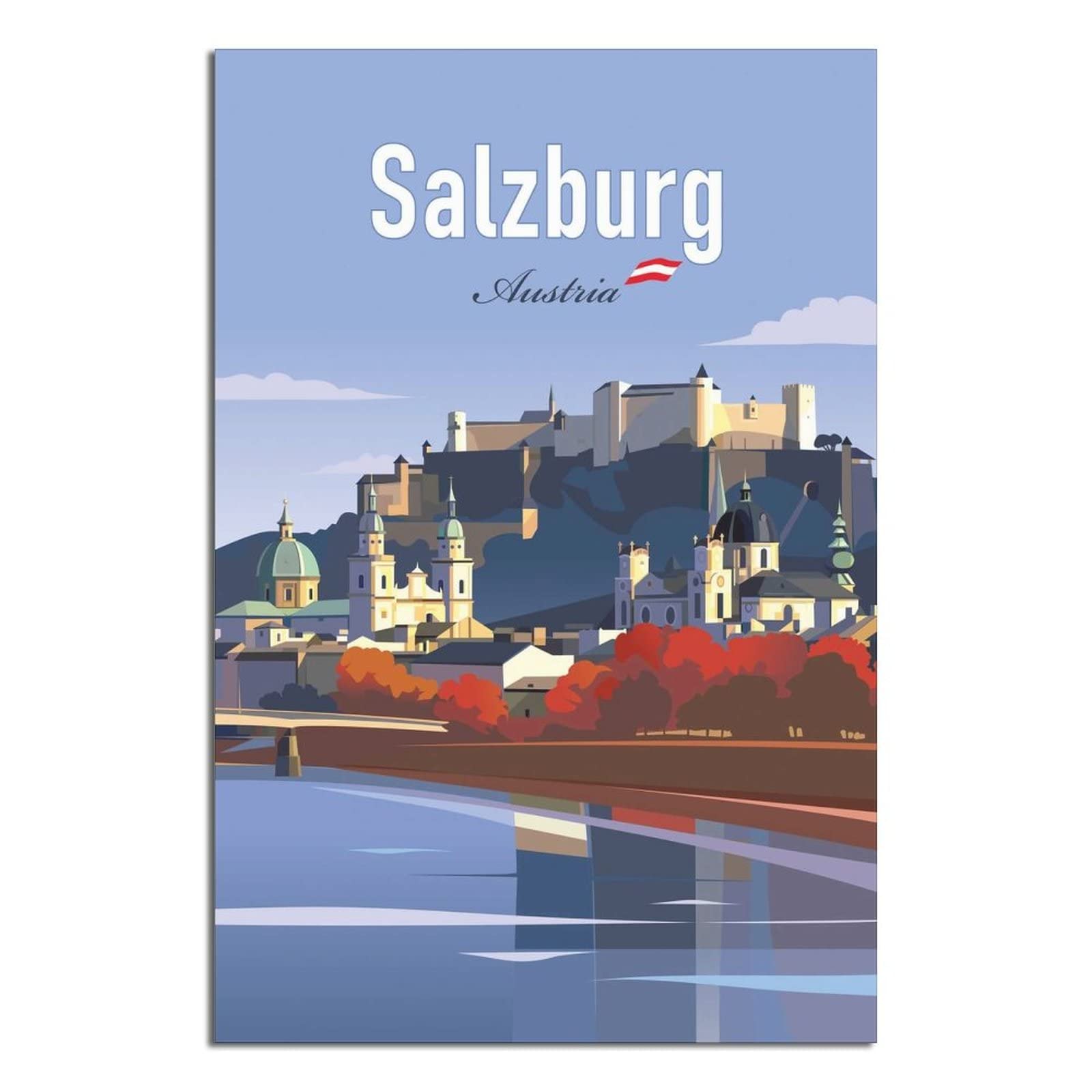 KZIWQ Metal Tin Sign Salzburg Austria Tin Sign Vintage Rustic Decor Cave Coffee Shop Bar Bedroom Home Wall Decor Nostalgic Tin Sign 15x30cm