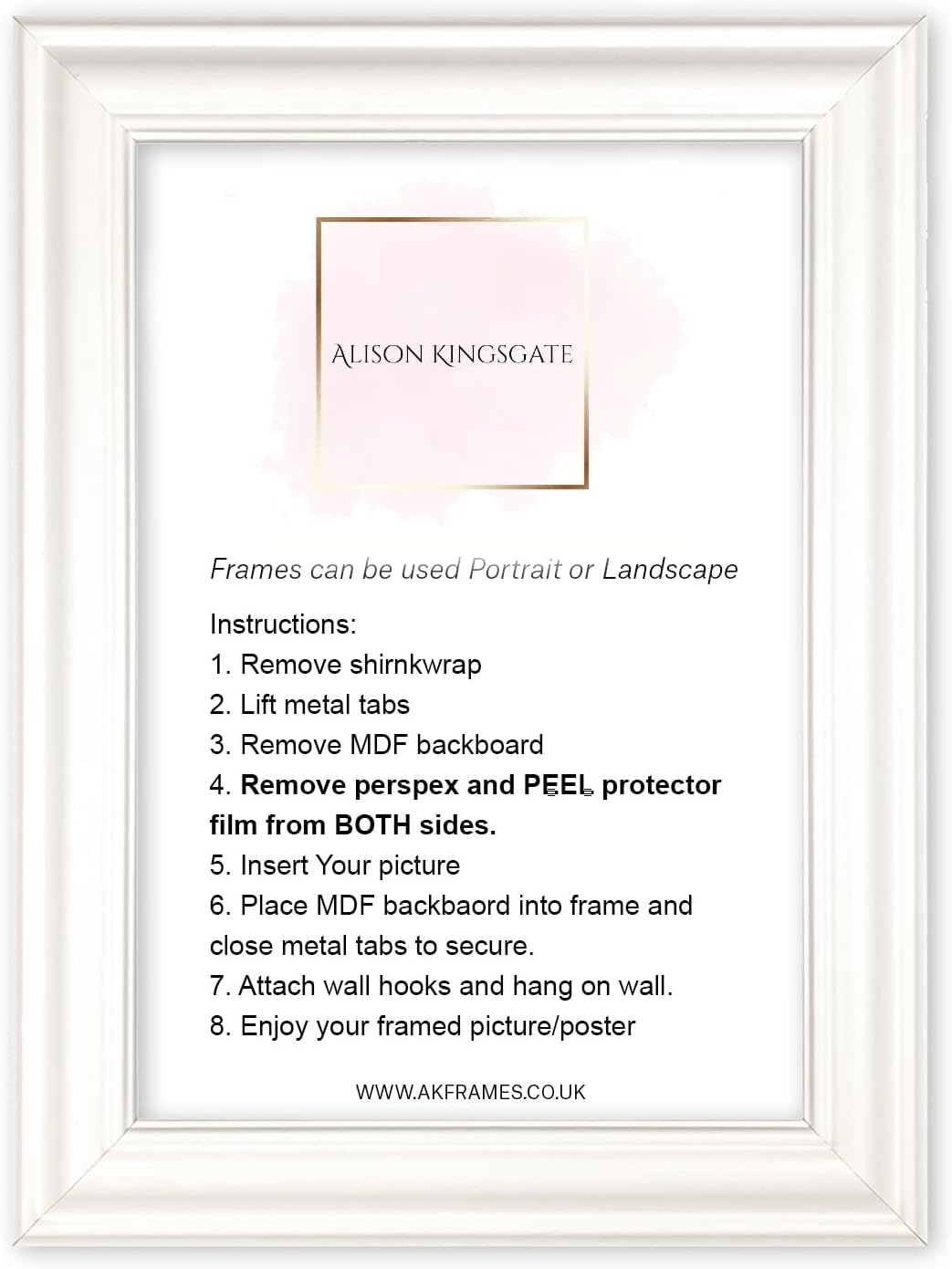 Alison Kingsgate 14x10 Inch Frame White Picture Frames In Multiple