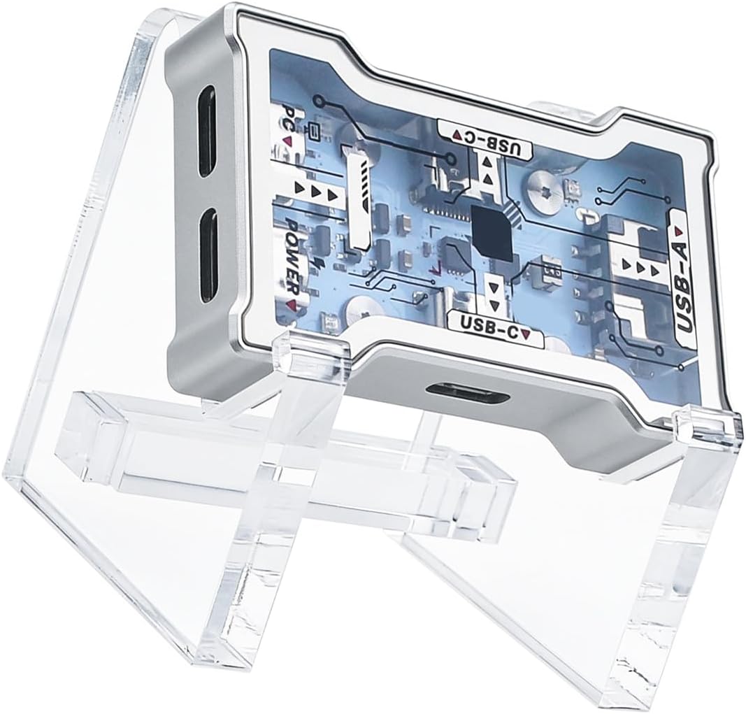 Docking Hub with Stand, 2 Ports, 1 USB-A Access, Aluminum Desktop Expansion Dock for Keyboard Mouse Setup, Chargi
