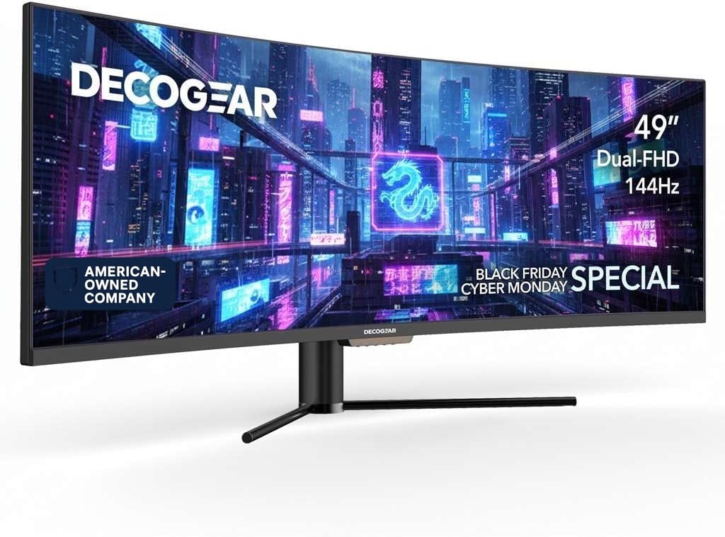 Sponsored Ad - Deco Gear 49” Curved Ultrawide Monitor 3840×1080, 144Hz, HDR400, VA Panel, Adaptive Sync, USB-C 65W, HDMI/DP, PBP/PIP, KVM, Height-Adjustable – Sold by an American-Owned Business