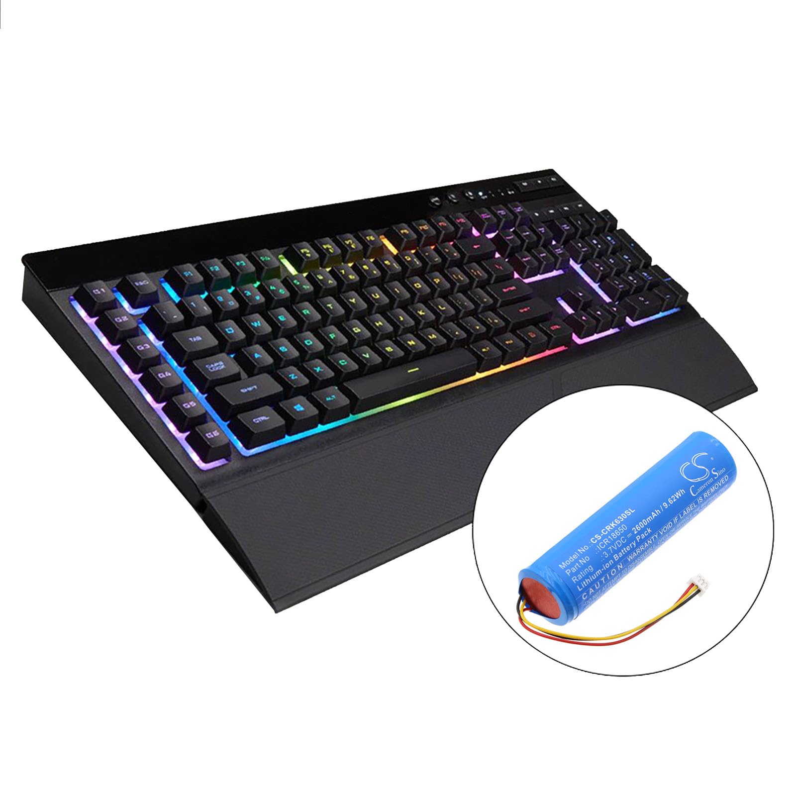 TECHTEK Batteria 2600mAh compatibile con [Corsair] K57, K57 RGB Wireless Gaming Keyboard, K63, K63 Wireless Mechanical Gaming Keyboard sostituisce FBA