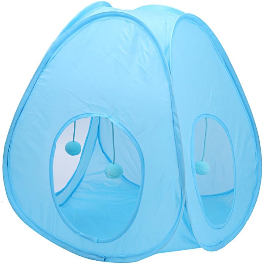 UEETEK Outdoor Cat Dog Puppy Pop-Up Tent Foldable Sun Shelter House for Pets,15.4 x 15.4 x 16.9 inch (L x W x H)(Blue)