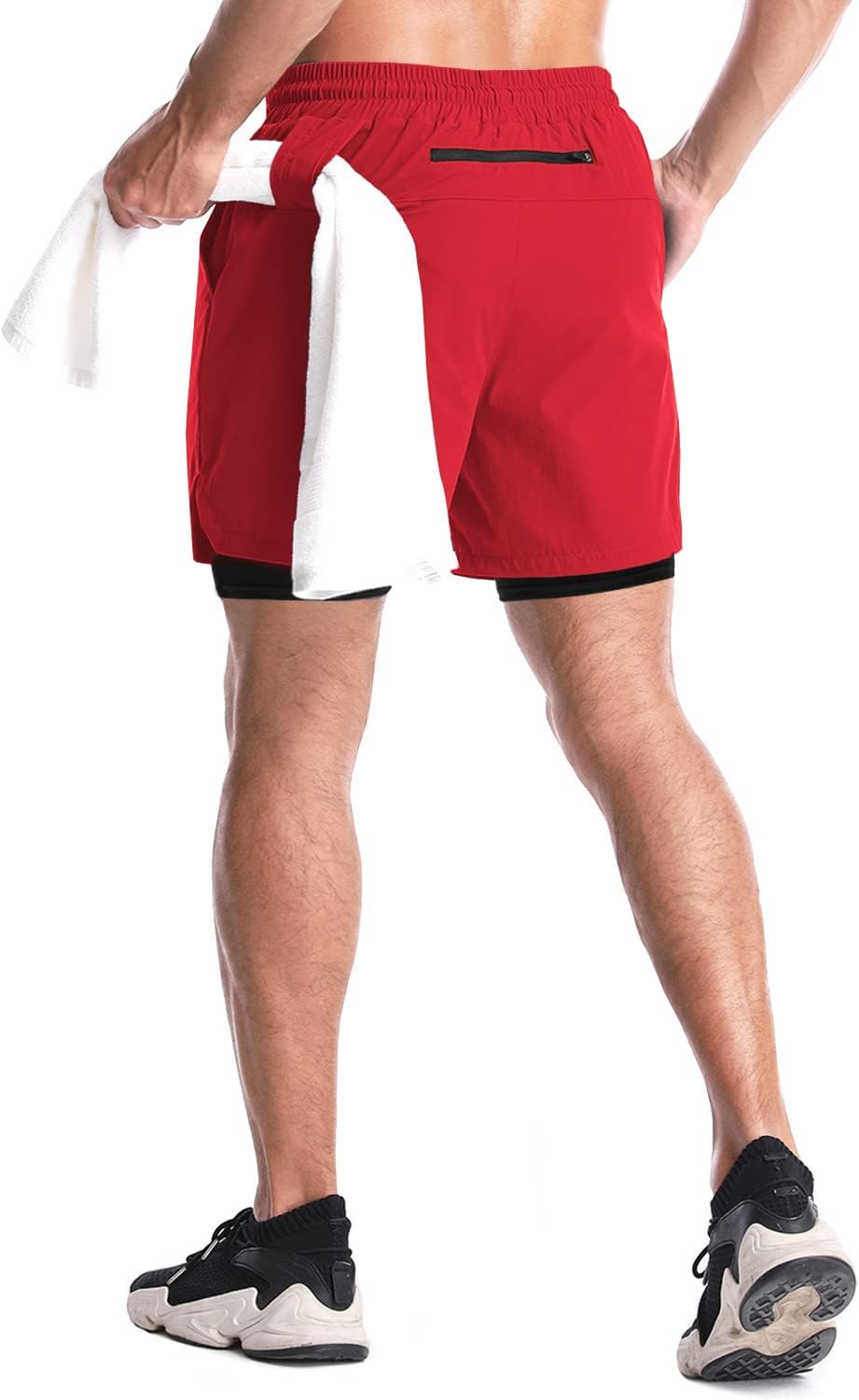 Aolesy Men's 2 in 1 Running Shorts 5" Workout Gym Athletic Shorts for Men Quick Dry Lightweight Training Shorts with Pockets - Image 2