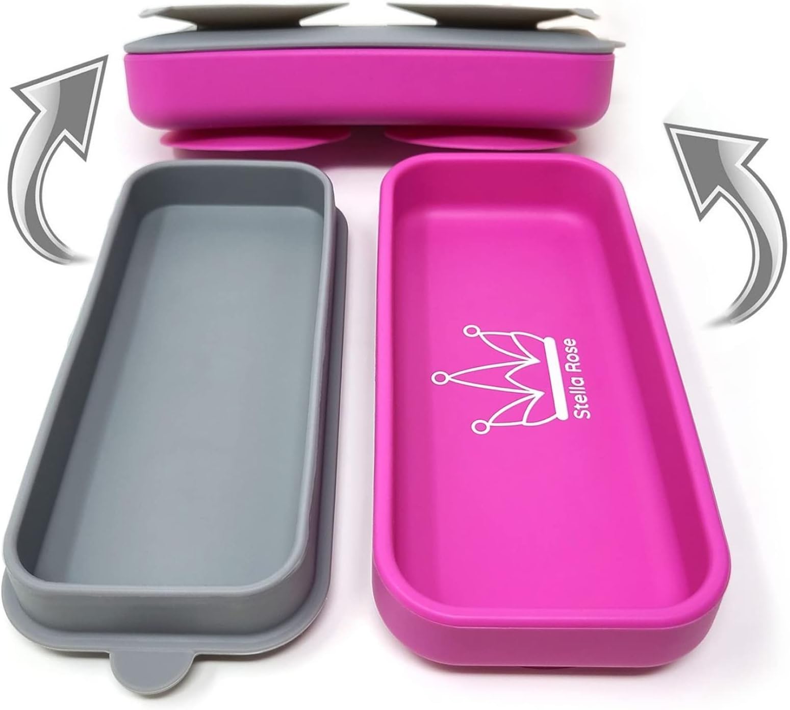 Suction Go Bowl - The World's Most Compact Toddler Suction Dish. 100% Food Grade Silicone. Transforms into Food Container. (Purple)