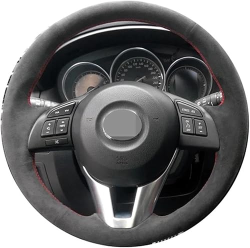 Funda para volante de coche de gamuza negra cosida a mano, apta para Mazda CX-5 CX5 Atenza 2014 New Mazda 3 CX-3 2016 Scion iA 2016