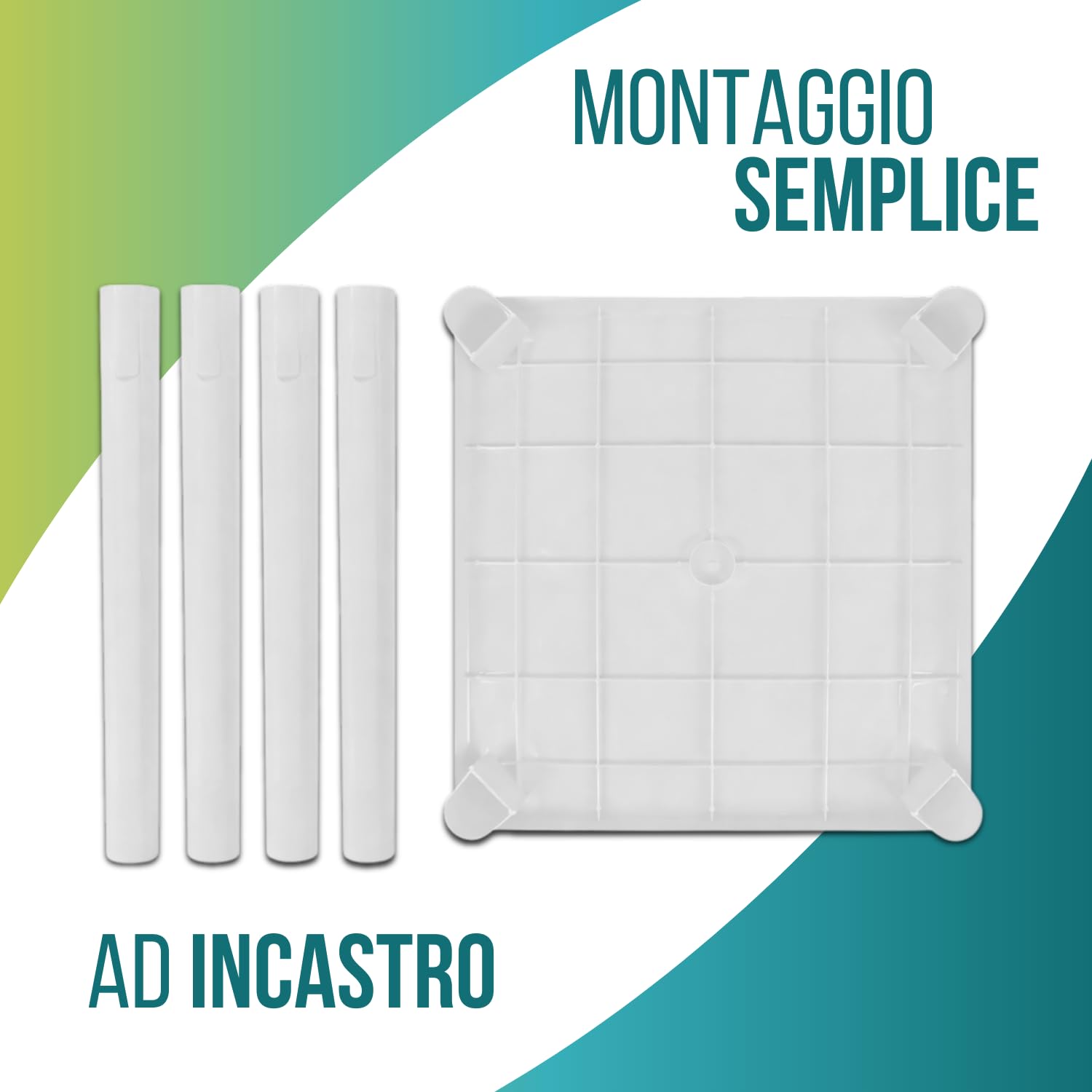PALUPLUS Tavolino Quadrato Bianco in Plastica Rigida, Misura 50x50x47,5 cm, Tavolo da Gioco Basso, Gambe Removibili, Tavolino da Campeggio, Terrazzo, per Esterno ed Interno -9948C