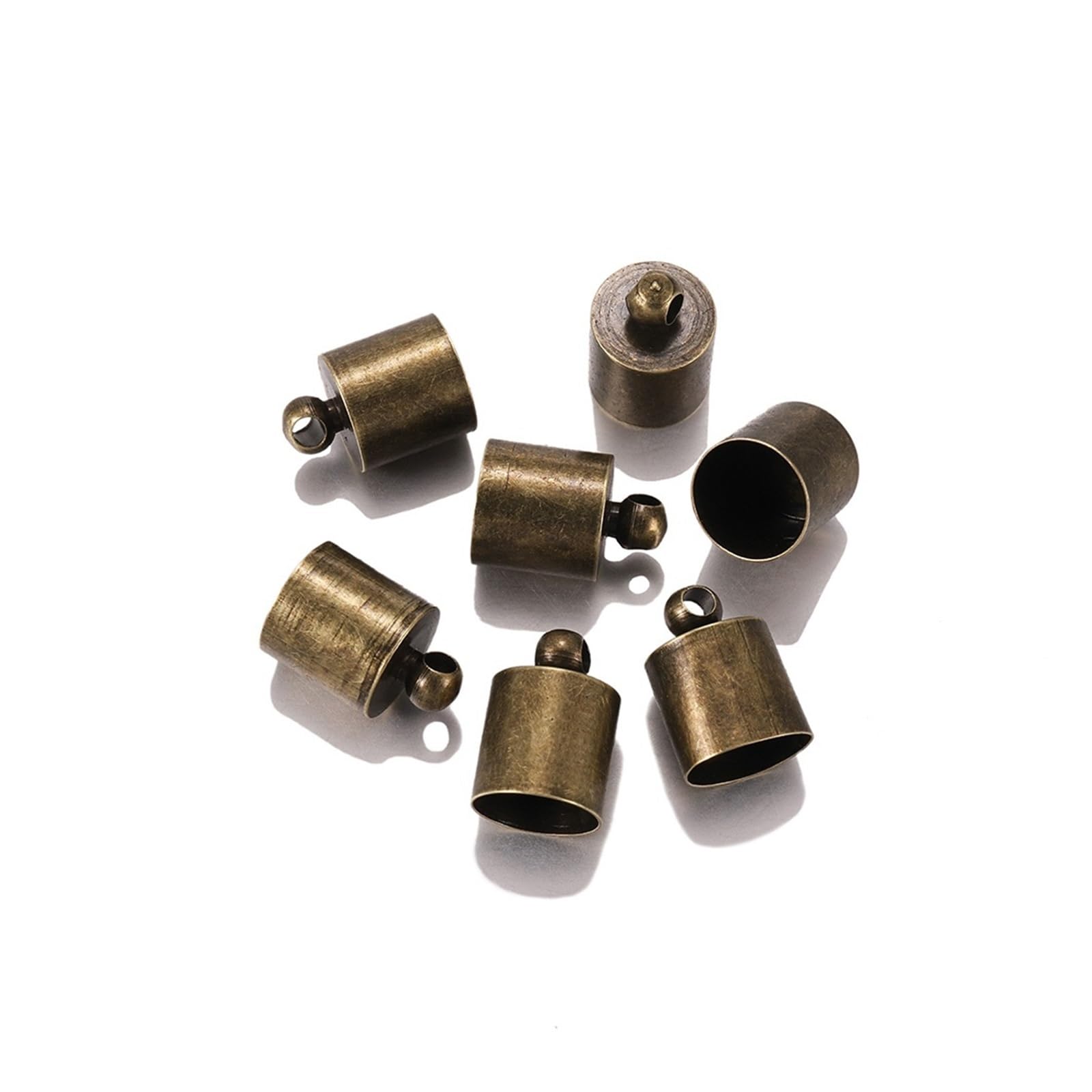 WEKONUMEX Rope Stoppers, Rope Stoppers Tip Caps Multicolor Multiple Sizes 20-50 Pcs For DIY Jewelry Making(Antique Bronze,50Pcs 6 x 10mm)