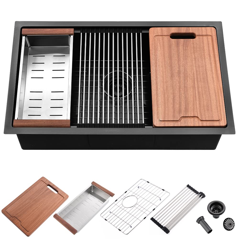 Buy 27 Undermount Kitchen Sink Black iAnomla 27x19 Inch Matte Black