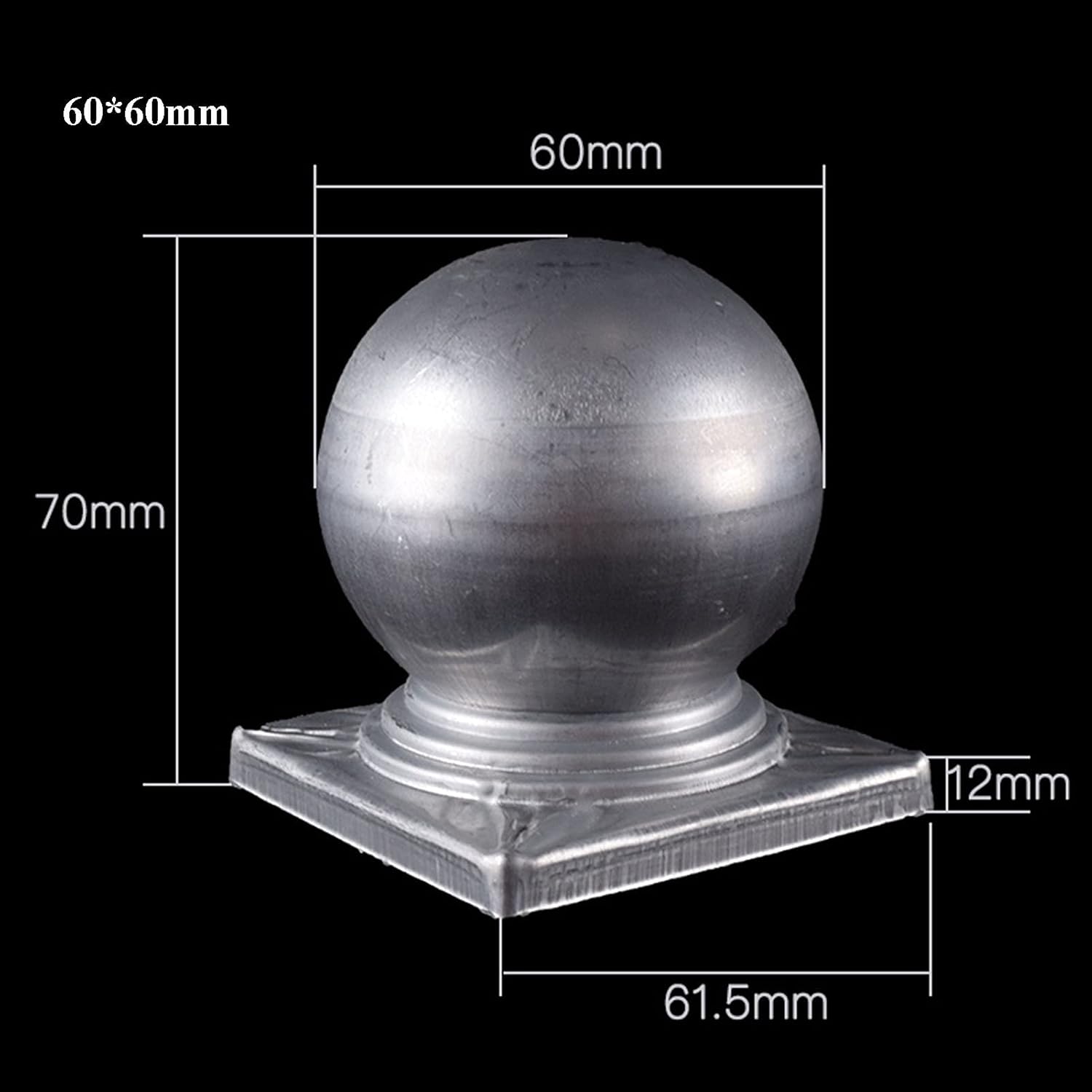 8 PCs Sphere Fence Finials, Fence Post Caps Galvanised Metal Garden Decking Fence Ball Post Cap Finial