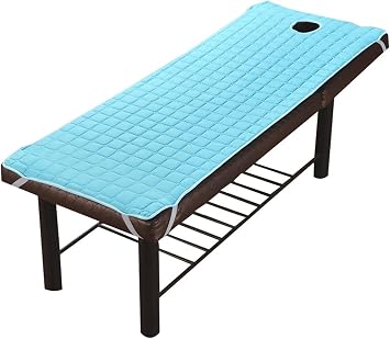 Lash Bed Foam Topper Soft Cushy Washable Anti-Slip Massage Table Sheets with Facial Opening Polyester Fiber Massage Table Pad for Massage Esthetician Bed CoverBlue,180x60cm/71x24in